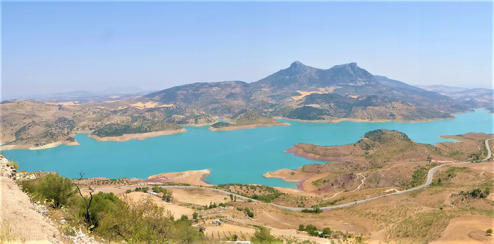 Zahara de la Sierra, the white village in a backdrop of turquoise